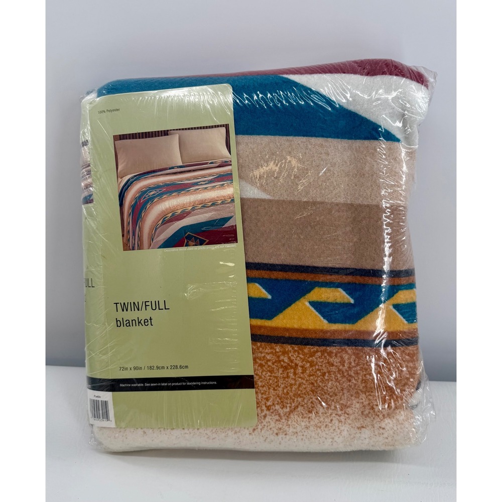 Owen Manufacturing Pueblo Blanket Twin Full Vintage Southwestern Made in USA New